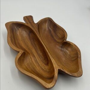 Vintage Dolphin Genuinely Monkey-Pod Wood Butterfly Divided Tray